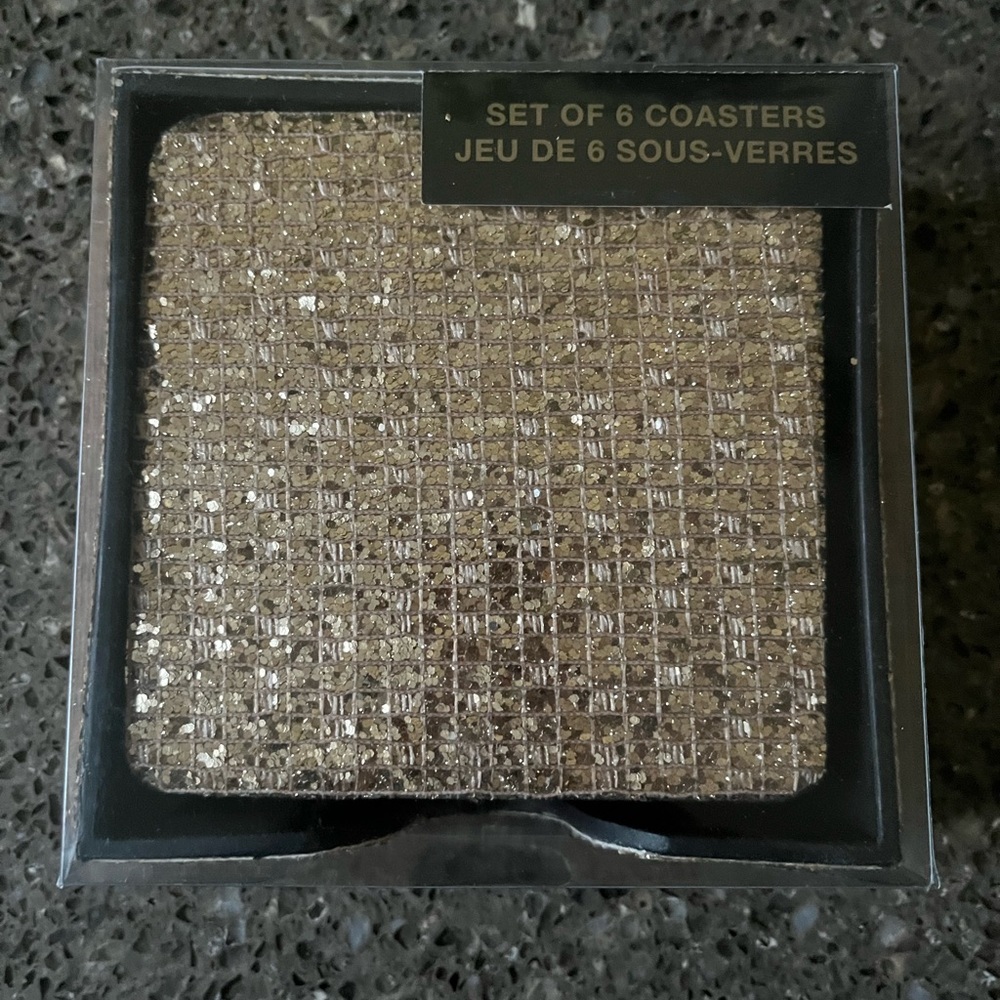 NWT Bowring’s Gold Sparkly Coasters
